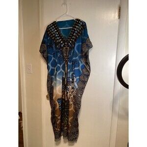 Nightingale Collect Womens Long Cool Kaftans Butterfly Print  Waist Tie one size